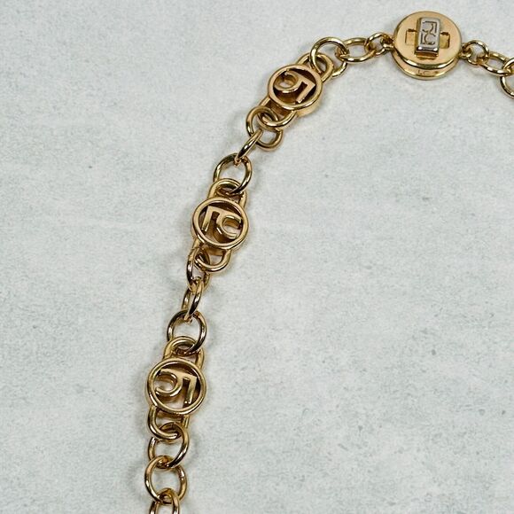 Liz Claiborne Necklace Chain Link Logo Gold Tone 23" Magnetic Clasp Jewelry - Picture 1 of 9